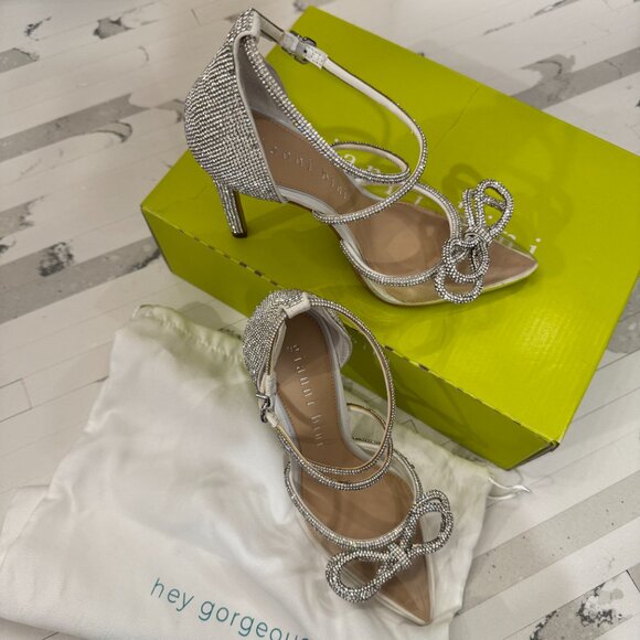 Gianni Bini Bridal Collection Ezlynn Rhinestone Embellished Bow Vinyl Toe Pumps - Picture 15 of 16